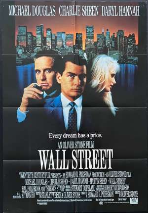 Wall Street One Sheet Movie Poster 1987 Michael Douglas Charlie Sheen