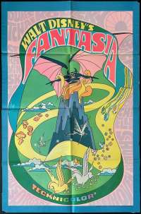 Fantasia Poster One Sheet Original 1970 Re-Issue Rare Disney Art