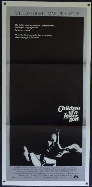 Children Of A Lesser God 1986 Daybill movie poster Marlee Matlin William Hurt