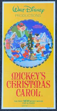 Mickey&#039;s Christmas Carol Original Daybill 1984 Walt Disney Annimation