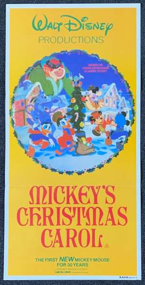 Mickey&#039;s Christmas Carol Original Daybill 1984 Walt Disney Annimation