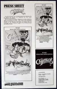 The Chipmunk Adventure 1987 Movie Press Sheet Alvin Chipettes