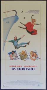 Overboard Movie Poster Original Daybill 1987 Style B Art Kurt Russell Goldie Hawn