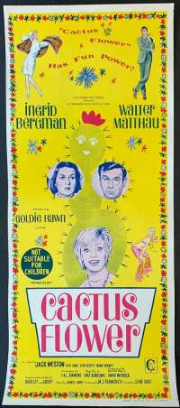 Cactus Flower Poster Original Daybill 1969 Goldie Hawn Ingrid Bergman