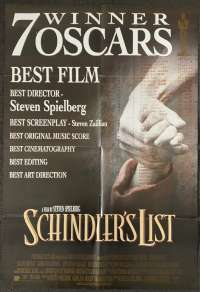 Schindler's List Poster Original One Sheet 1993 Academy Awards Art Liam Neeson