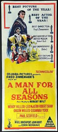 A Man For All Seasons Poster Original Daybill 1966 Paul Scofield Oscars