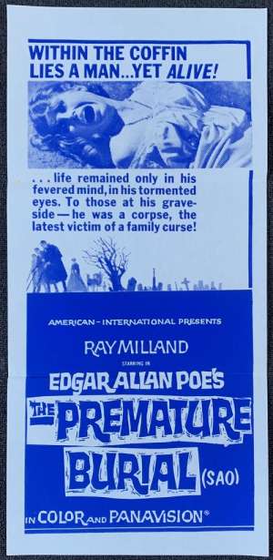 The Premature Burial Poster Daybill Original 1962 Roger Corman Horror