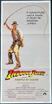 Indiana Jones And The Temple Of Doom Poster Original Daybill 1984 Advance whip art
