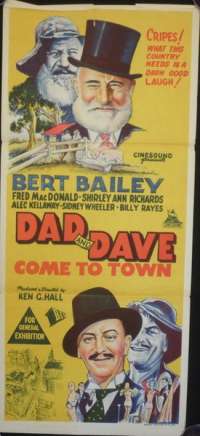 Dad And Dave Come To Town Poster Bert Bailey Australian Daybill Poster
