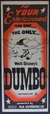 Dumbo Movie Poster Original Daybill Disney Rare 1960's Re-Issue