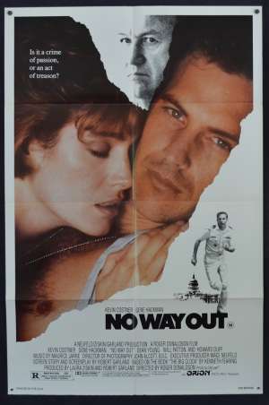 No Way Out 1987 USA One Sheet Poster Kevin Costner Gene Hackman Sean Young