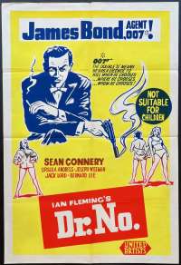Dr No Poster One Sheet Original Rare 1960&#039;s Re-Issue Sean Connery 007