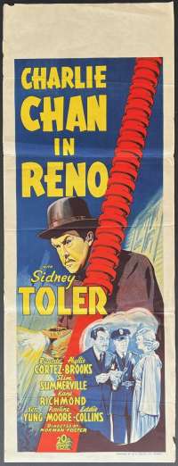 Charlie Chan In Reno Poster Original Long Daybill 1939 Sydney Toler
