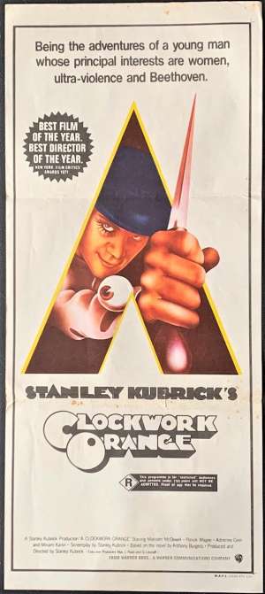 Clockwork Orange Poster Original Daybill 1971 Malcolm McDowell Stanley Kubrick