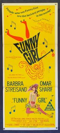 Funny Girl Poster Original Daybill 1968 Barbra Streisand Omar Sharif Vintage
