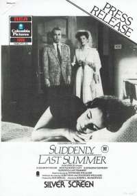 Suddenly Last Summer 1959 Home Video Press Release 1986 Elizabeth Taylor Katharine Hepburn