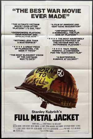 Full Metal Jacket Movie Poster Original One Sheet 1987 Stanley Kubrick Vietnam War