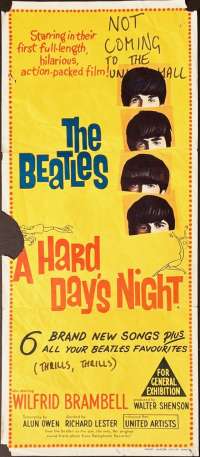 A Hard Day&#039;s Night Poster Original Daybill Rare 1964 The Beatles