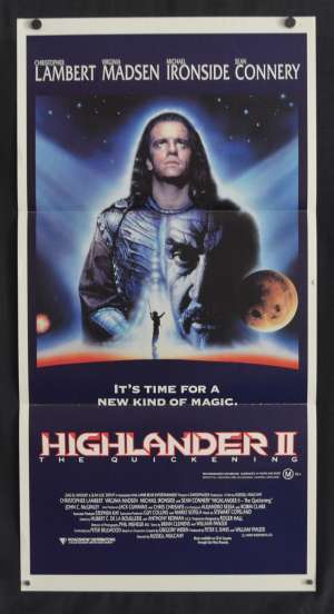 Highlander 2 The Quickening Poster Daybill Christopher Lambert Sean Connery
