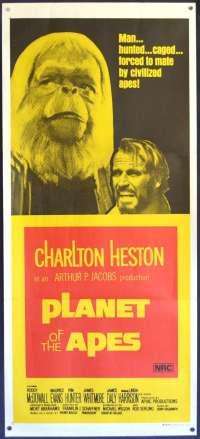 Planet Of The Apes 1968 Daybill Poster Original 1970&#039;s Re-Issue Charlton Heston