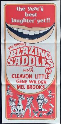 Blazing Saddles Daybill Poster Rare Original 1970&#039;s Re-Issue Art Mel Brooks