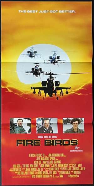 Fire Birds Poster Daybill Original 1990 Nicolas Cage Tommy Lee Jones