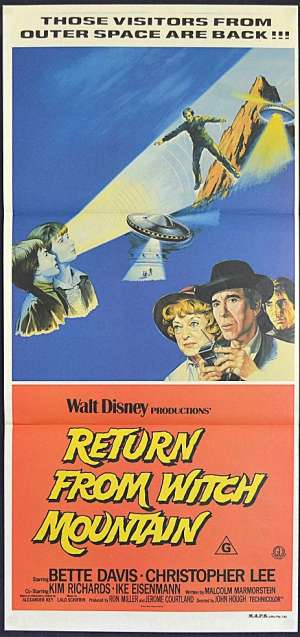 Return From Witch Mountain Movie Poster Original Daybill Bette Davis Christopher Lee