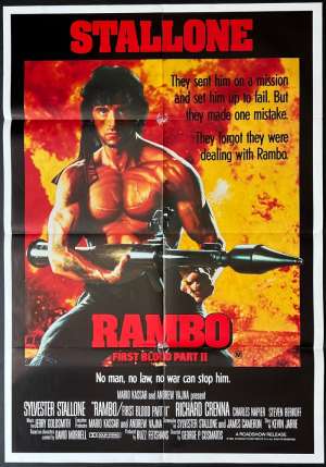 Rambo First Blood Part 2 Poster Original One Sheet 1985 Sylvester Stallone