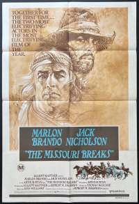 The Missouri Breaks Poster One Sheet 1976 Marlon Brando Bob Peak Art