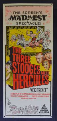 The Three Stooges Meet Hercules Poster Original Daybill 1962 Moe Larry Joe Comedy